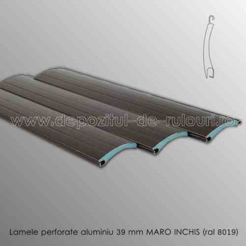 Lamele rulouri exterioare aluminiu 39 mm perforate maro inchis ral 8019