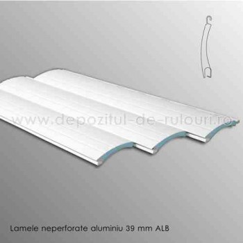 Lamele rulouri exterioare aluminiu 39 mm neperforate alb ral 9016