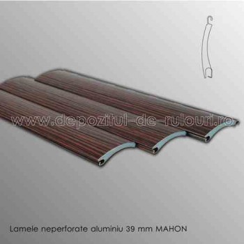 Lamele rulouri exterioare aluminiu 39 mm neperforate mahon