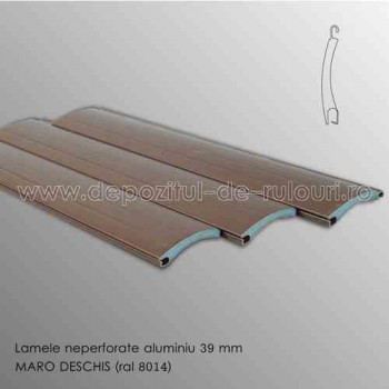 Lamele rulouri exterioare aluminiu 39 mm neperforate maro deschis ral 8014