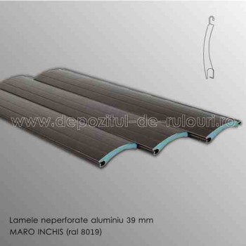 Lamele rulouri exterioare aluminiu 39 mm neperforate maro inchis ral 8019