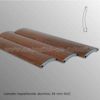 Lamele rulouri exterioare aluminiu 39 mm neperforate nuc