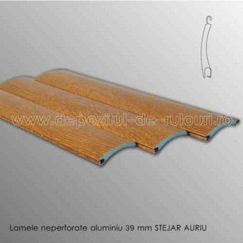 Lamele rulouri exterioare aluminiu 39 mm neperforate stejar auriu